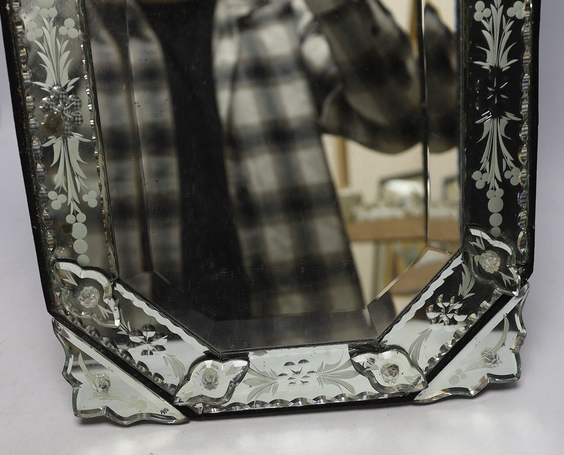 A small Venetian style mirror easel mirror, 50cm high